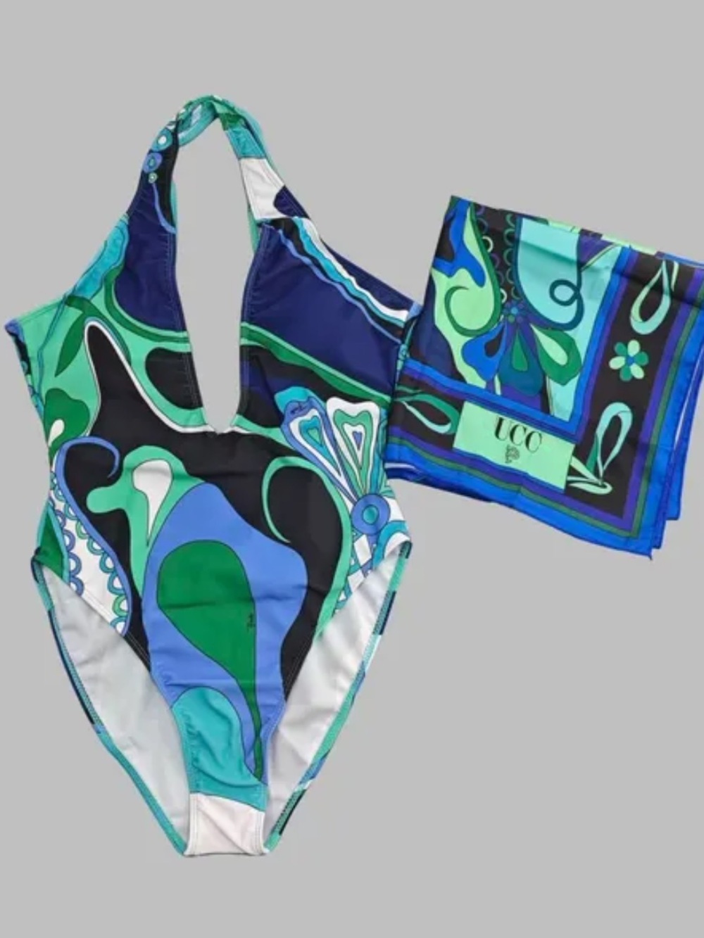 Two Piece Swimsuit and Scarf Set